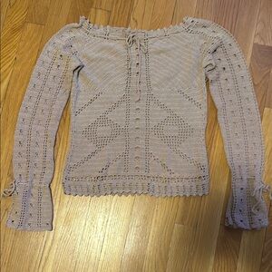 Elegant beige Crochet Knit Sweater size small